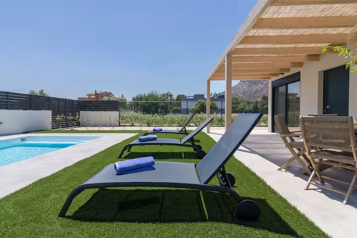 Modern bathroom with marble finishes and premium fixtures in Elegant House with Private Pool, Schinias Greece